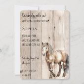 Western Cowgirl Cowboy Horse Faux Wood Birthday 招待状 (正面)