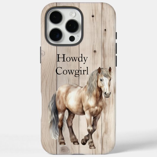 Western Cowgirl Cowboy Horse Faux Wood Case-Mate iPhoneケース (裏面)