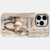 Western Cowgirl Cowboy Horse Faux Wood Case-Mate iPhoneケース (裏面 (横))