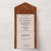 Western Cowgirl Cowboy Tan Brown Bohemian オールインワン招待状 (内側)