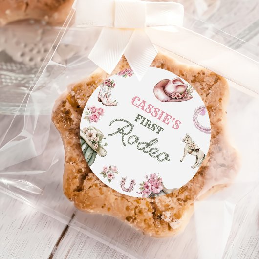 Western Cowgirl First Rodeo Birthday Party ラウンドシール