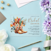 Western Cowgirl Floral Boots Bridal Shower アクリル招待状 (インサイチュ (ウェディング))