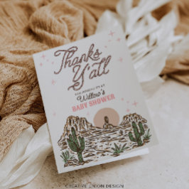 Western Cowgirl Girl Baby Shower Thank You Cards サンキューカード