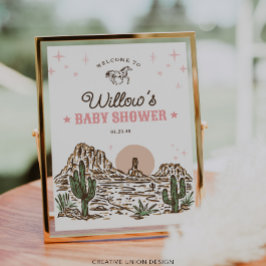 Western Cowgirl Girl Baby Shower Welcome Sign