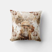 Western Cowgirl Horse Floral クッション (正面)