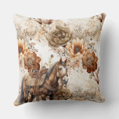 Western Cowgirl Horse Floral クッション (裏面)