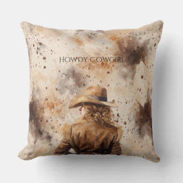 Western Cowgirl Horse Floral クッション