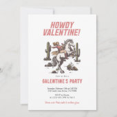 Western Cowgirl Howdy Valentine Galentine’s 招待状 (正面)
