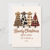 Western Cowgirl Plaid Leopard Christmas シーズンカード (正面)