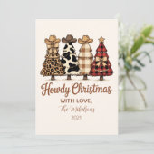 Western Cowgirl Plaid Leopard Christmas シーズンカード (スタンド正面)