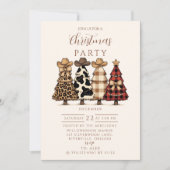 Western Cowgirl Plaid Leopard Christmas 招待状 (正面)