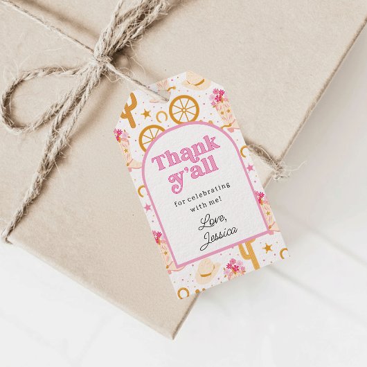 Western Cowgirl Rodeo Birthday Party Thank You ギフトタグ