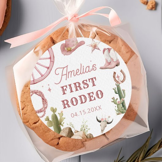 Western Cowgirl Rodeo Birthday Sticker ラウンドシール