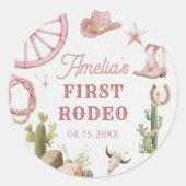 Western Cowgirl Rodeo Birthday Sticker ラウンドシール (正面)