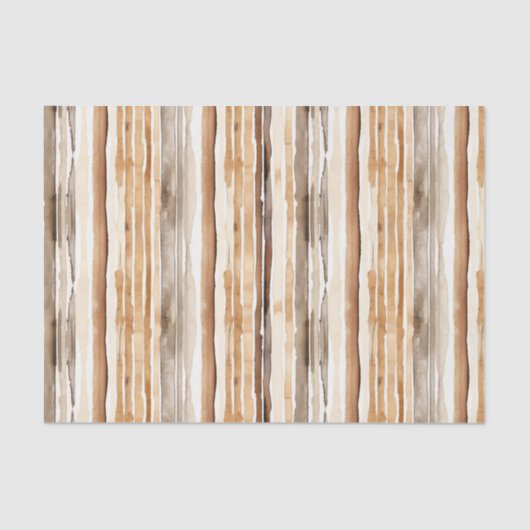 Western Cream Brown Stripes Birthday 薄葉紙 (正面)