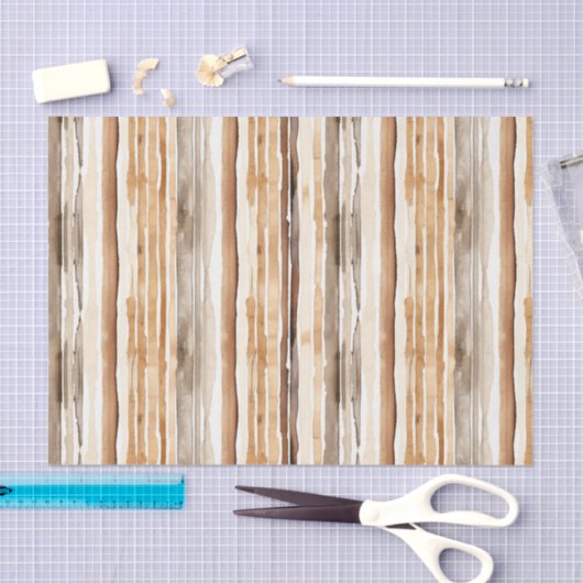 Western Cream Brown Stripes Birthday 薄葉紙 (クラフト)