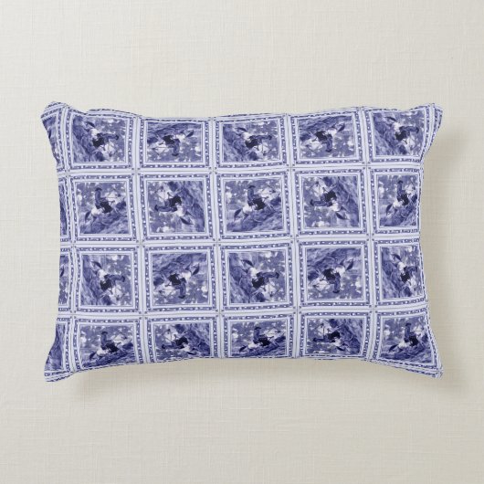 Western Denim Blue Delft Tile アクセントクッション (正面)