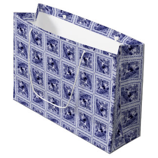 Western Denim Blue Delft Tile  ラージペーパーバッグ