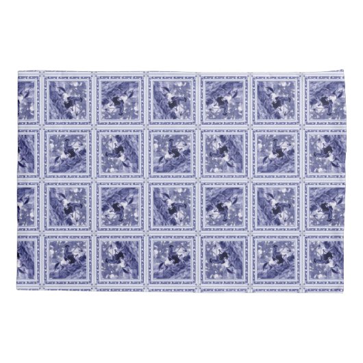 Western Denim Blue Delft Tile  枕カバー (裏面)