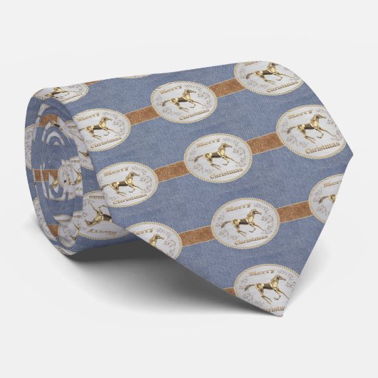 Western Denim Print With Belt And Buckle ネクタイ (ロール)