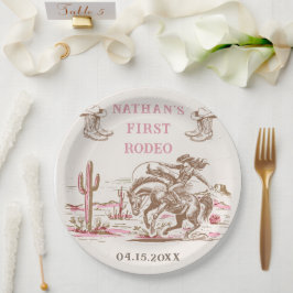 Western Desert Boots Rodeo Birthday Paper Plate ペーパープレート