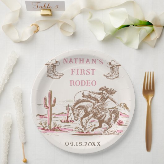 Western Desert Boots Rodeo Birthday Paper Plate ペーパープレート (ウェディング)