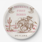 Western Desert Boots Rodeo Birthday Paper Plate ペーパープレート (正面)