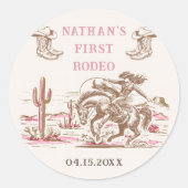Western Desert Boots Rodeo Birthday Sticker ラウンドシール (正面)