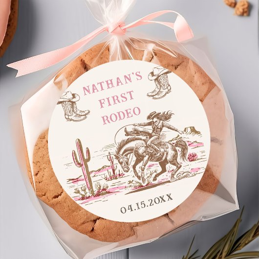 Western Desert Boots Rodeo Birthday Sticker ラウンドシール
