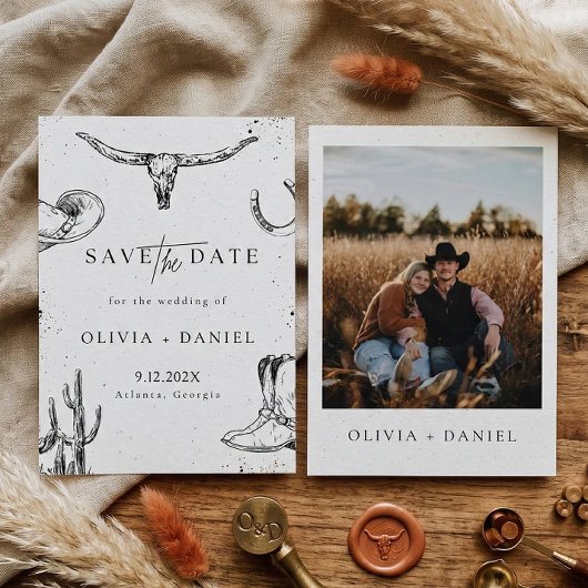 Western Desert Country cowboy Photo Save The Date セーブザデート