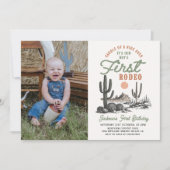 Western Desert First Rodeo 1st Birthday Photo 招待状 (正面)
