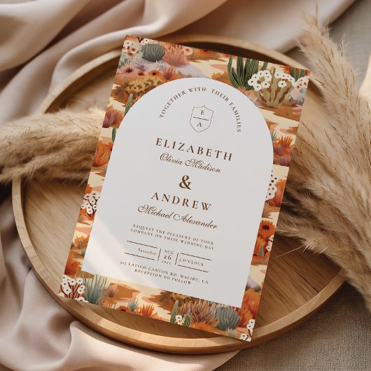 Western Desert Floral Wedding 招待状