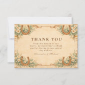 Western Desert Horseshoe Floral Wedding サンキューカード (正面)