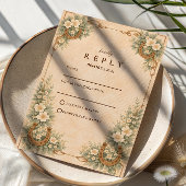 Western Desert Horseshoe Floral Wedding 出欠カード
