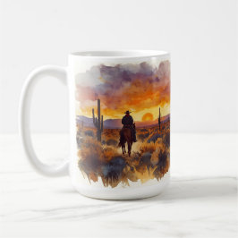 Western Desert Landscape Cowboy コーヒーマグカップ