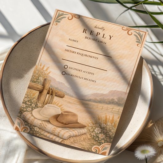 Western Desert Ranch Wedding 出欠カード