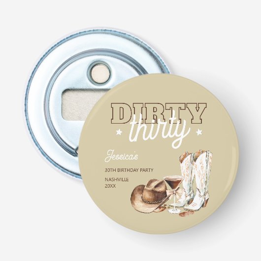 Western Dirty Thirty Beige 30th Birthday Party 栓抜き (正面)