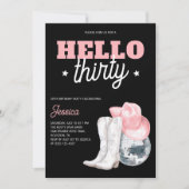 Western Disco Black Thirty 30th Birthday Party 招待状 (正面)