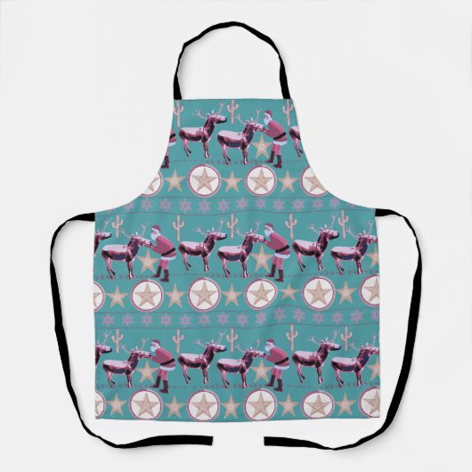 Western Donkey Christmas Gingerbread Texas Star エプロン (正面)