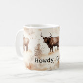 Western Farm Animal Highland Cow コーヒーマグカップ (正面左)