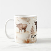Western Farm Animal Highland Cow コーヒーマグカップ (左)