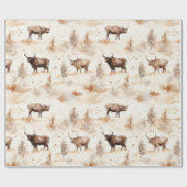 Western Farm Animal Highland Cow Birthday ラッピングペーパー (フラット)