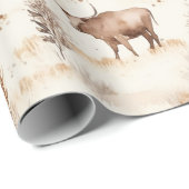 Western Farm Animal Highland Cow Birthday ラッピングペーパー (ロールコーナー)