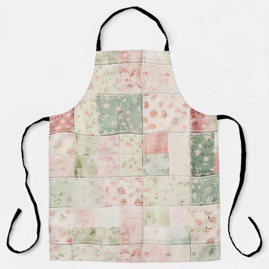 Western Farm Mint Pink Floral Quilt Patterns エプロン (正面)