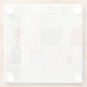 Western Farm Mint Pink Floral Quilt Patterns ガラスコースター (裏面)