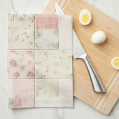 Western Farm Mint Pink Floral Quilt Patterns キッチンタオル (四つ折り)