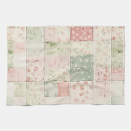 Western Farm Mint Pink Floral Quilt Patterns キッチンタオル