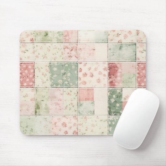 Western Farm Mint Pink Floral Quilt Patterns マウスパッド (マウス)