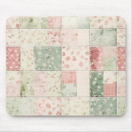 Western Farm Mint Pink Floral Quilt Patterns マウスパッド
