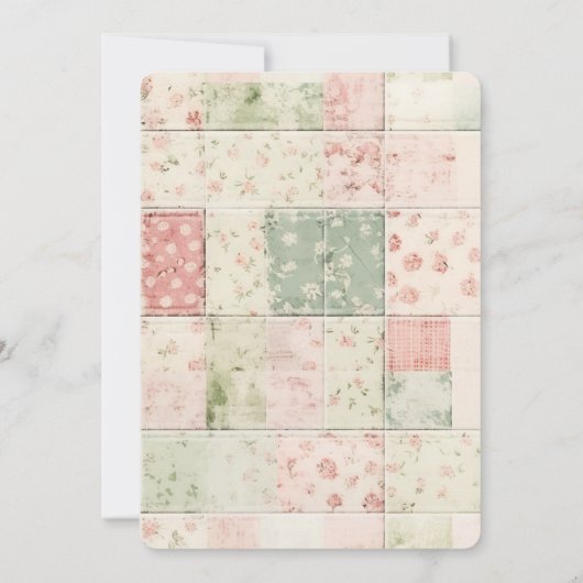 Western Farm Mint Pink Floral Quilt Patterns 招待状 (裏面)